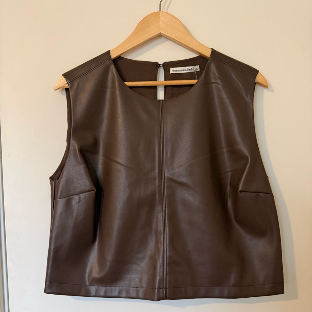 NWT Abercrombie & Fitch Brown Faux Leather Shell Tank Top